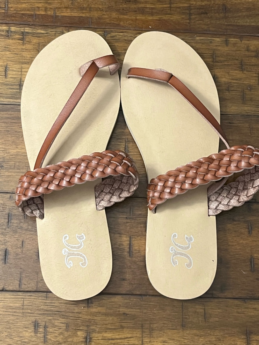 JC Braided T Strap Sandals Size 10